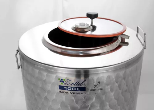 Olajtartály inox 50L kotyogóelőkészítéssel, lábbal Zottel