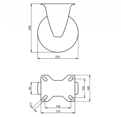 Kerék fix talpas fém felnis 225 55375