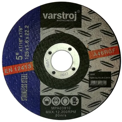 Vágókorong 125x1.6x22.2 INOX Varstroj