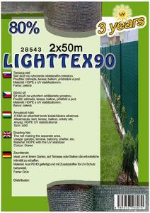 Árnyékoló háló Lighttex 2x50m zöld 80% 90g/m2 28543