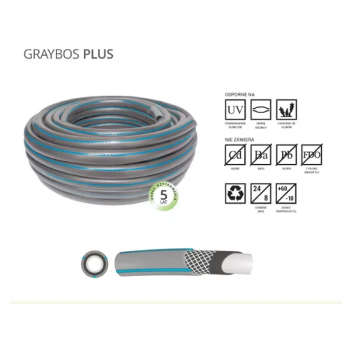 Graybos Plus szövetbetétes locsolótömlő 1" 25fm szürke