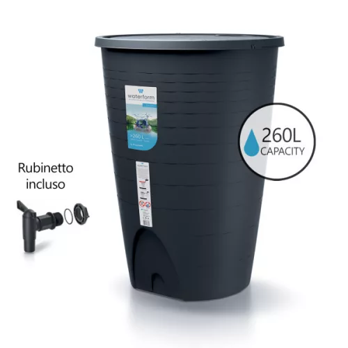 Esővízgyűjtő tartály csappal 260L PERUNO antracit