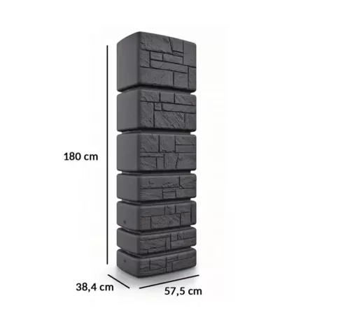 Esővízgyűjtő tartály csappal 350L TOWER STONE antracit