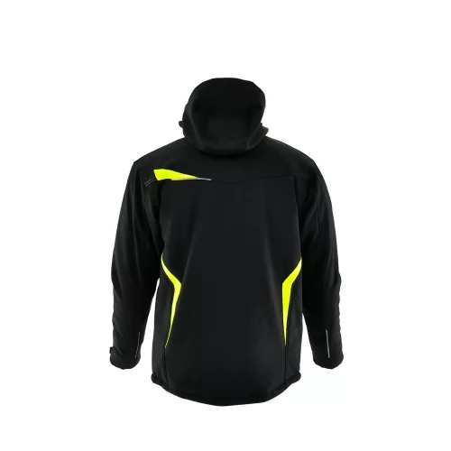 Sara Comfort Winter bélelt softshell hosszú kabát fekete - sárga