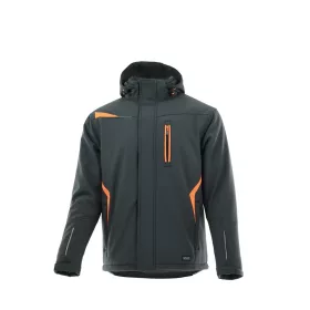   Sara Comfort Winter bélelt softshell hosszú kabát s.szürke - narancs