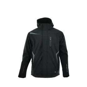   Sara Comfort Winter bélelt softshell hosszú kabát fekete - szürke