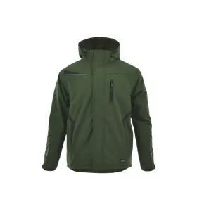   Sara Comfort Winter bélelt softshell hosszú kabát olíva zöld - fekete
